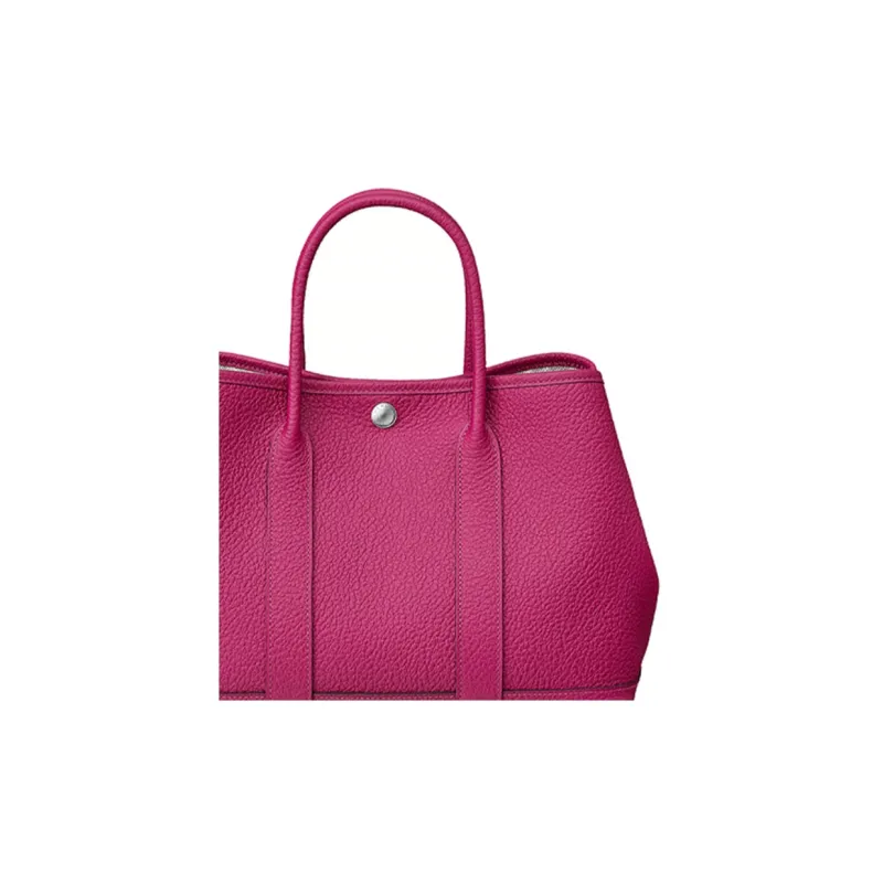 HERMES Garden Party Cow Leather Canvas Lining Silver Buckle Garden Bag Handbag Women's L3Rose Pourpre Purple Rose-3