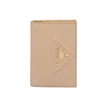 PRADA Leather Wallet Small Size Women's Sand Beige Yellow