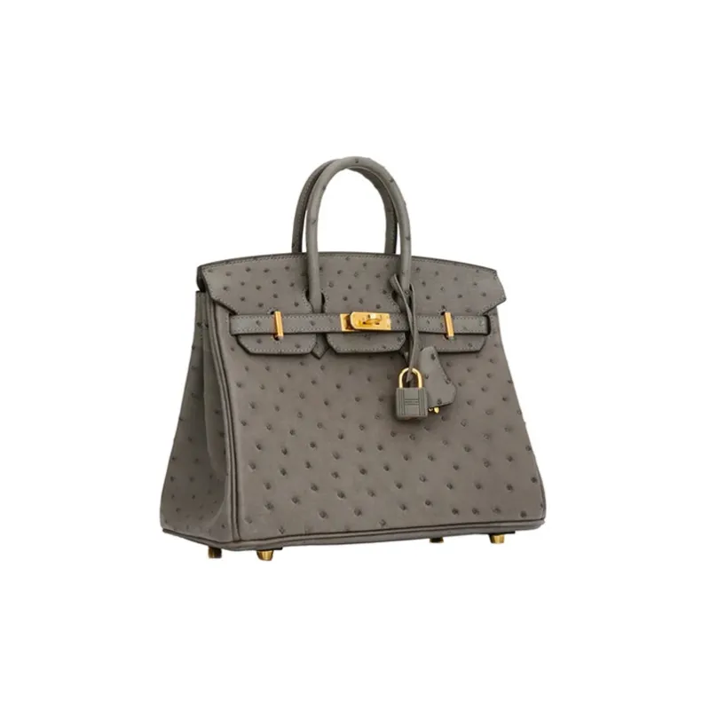HERMES Birkin Ostrich Leather Birkin Bag Handbags Regular Women's 0L Grismeyer Cumulonimbus Gray-1