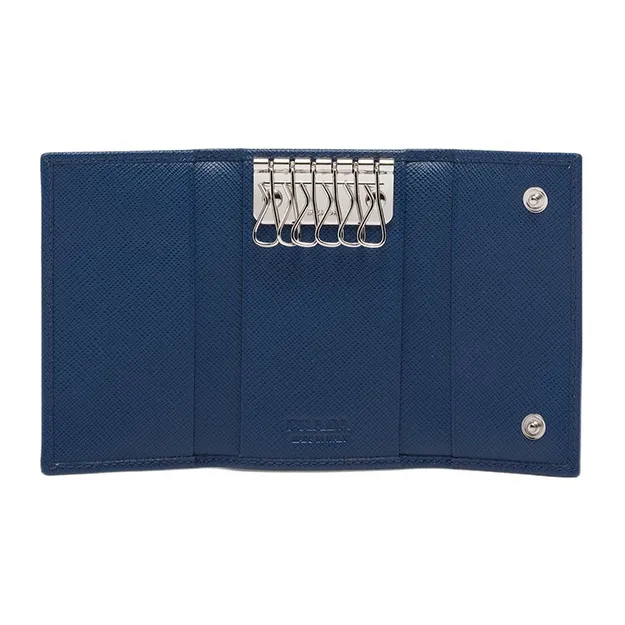 PRADA Saffiano Leather Key Pouch Men's Cornflower Blue-3