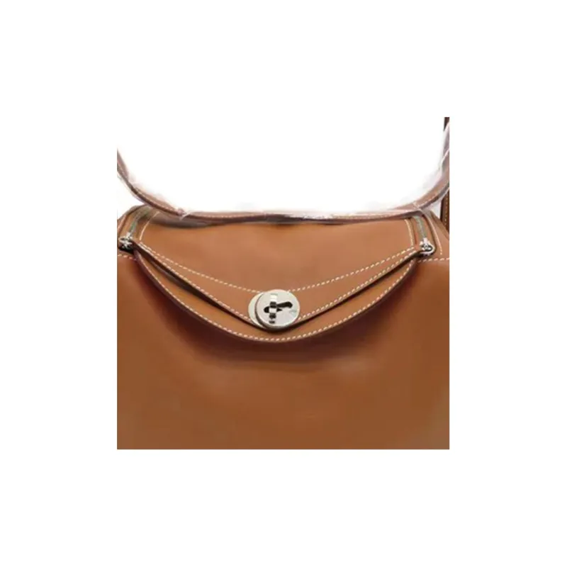 HERMES Lindy Swift Leather One Shoulder Handbags Women's Gold Brown-2
