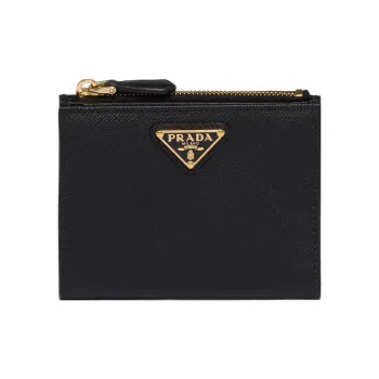 PRADA Saffiano Leather Wallet Small Size Women's Black