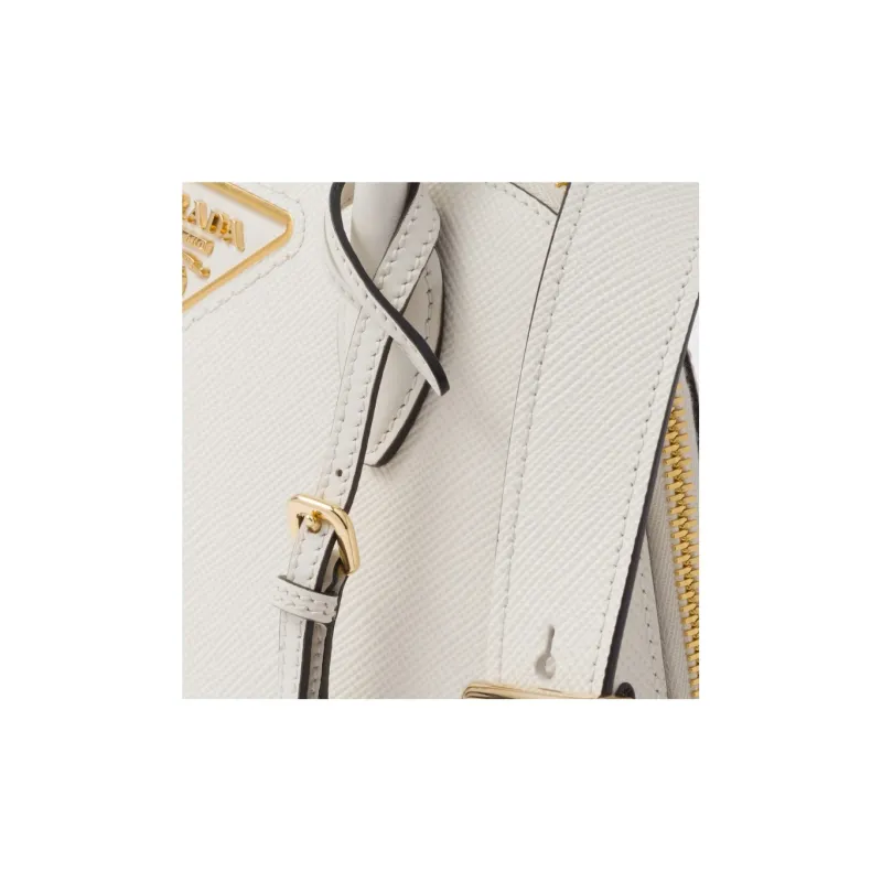 PRADA Leather Shoulder Bag Crossbody Bag Handbag Women's White-4