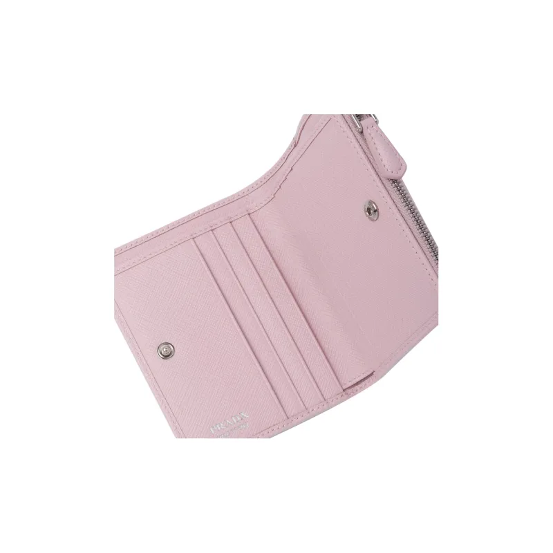 PRADA Leather Wallet Trumpets Women's Snowflake Pink-5