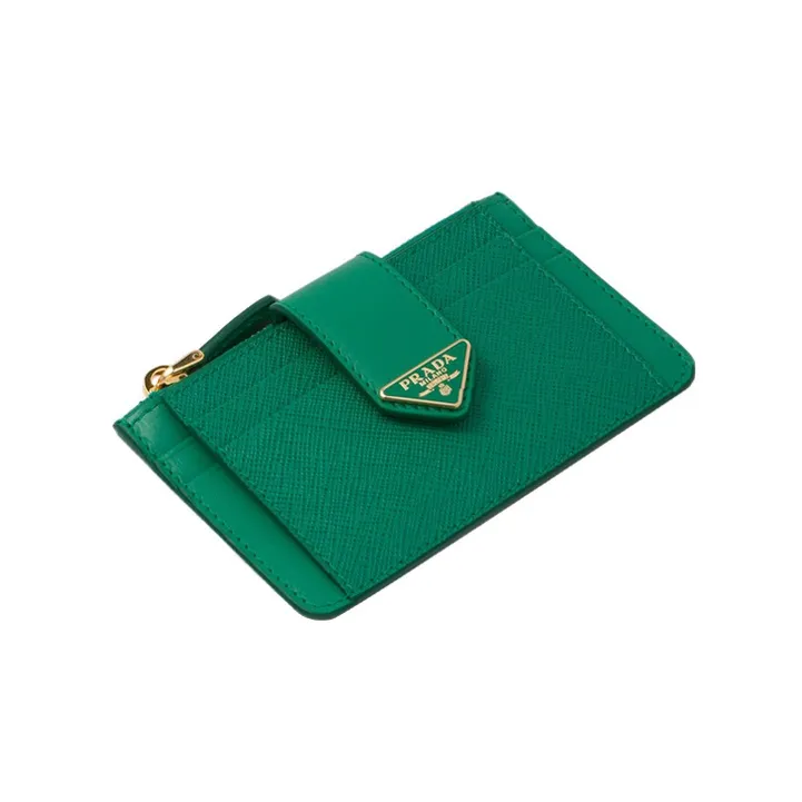PRADA Saffiano Leather Card Holder Women's Mango Green-2