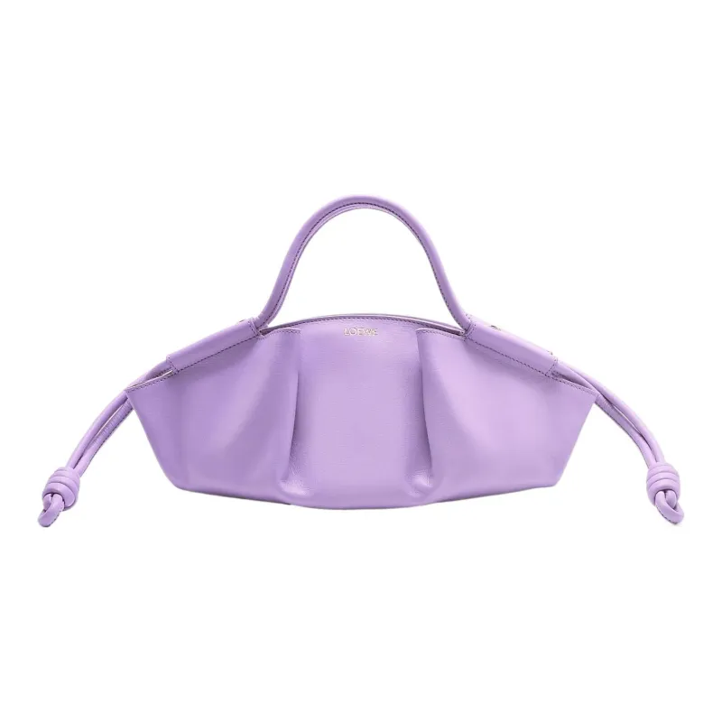 LOEWE Shiny Nappa Cow Leather Dumpling Bag Shoulder Bag Crossbody Bag Handbag Small Size Women's Light Purple-0