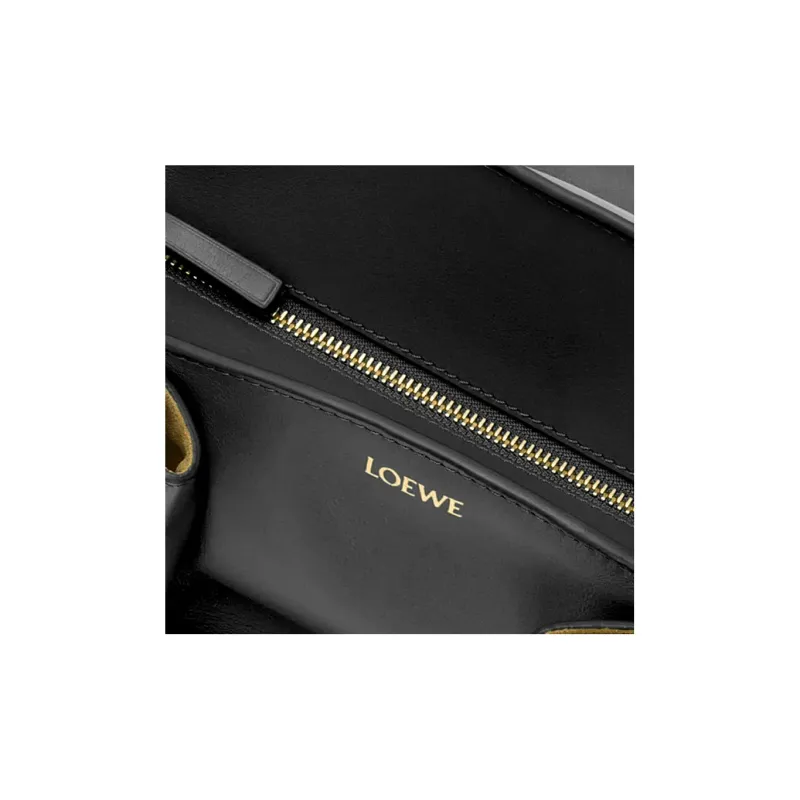 LOEWE Shiny Nappa Cow Leather Dumpling Bag Shoulder Bag Crossbody Bag Handbag Small Size Women's Black-6