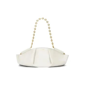 LOEWE Shiny Nappa Cow Leather Dumpling Bag Shoulder Bag Crossbody Bag Handbag Small Size Women's White