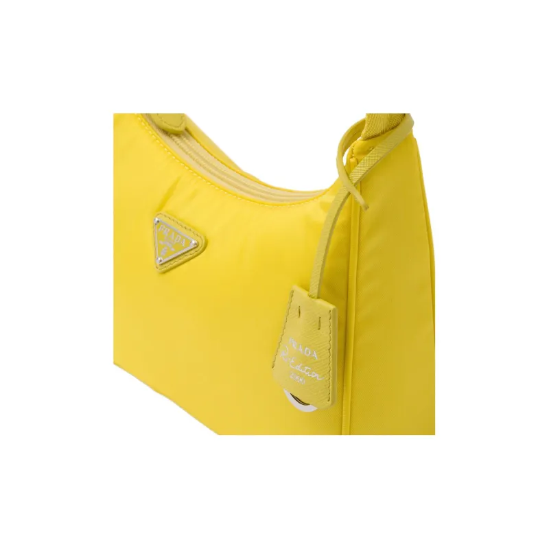 PRADA Re Edition Recycled Nylon Blend Fabric Shoulder Bag, Handbag Mini Women's Pomelo Green-3