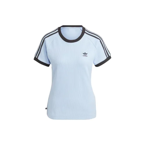 Adidas Originals 3-Stripes T-Shirts Women's Light Pink Blue