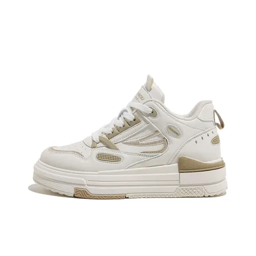 HUANQIU Mid Top Skateboard Shoes Women's Beige
