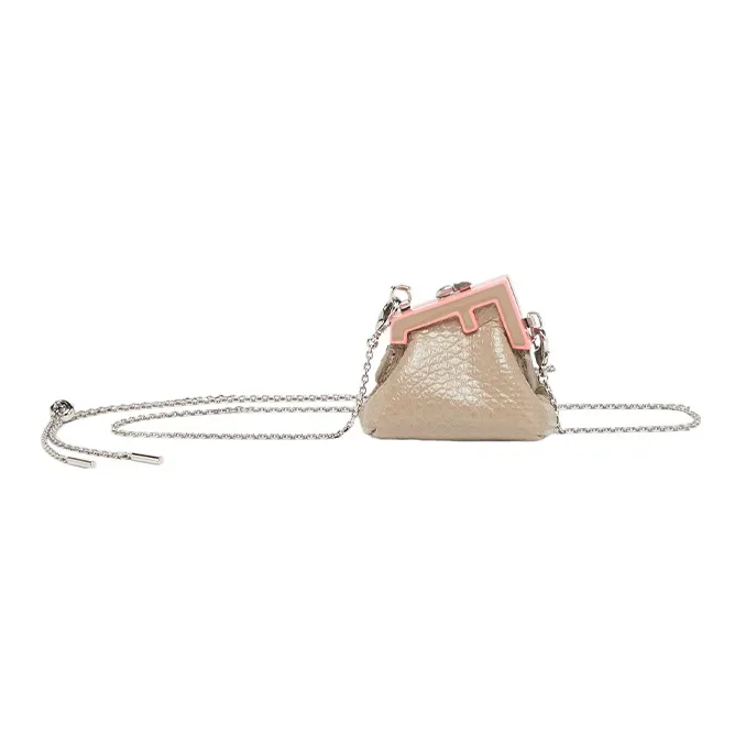 FENDI Sheepskin Coin Purse Necklace Pouch Regular Women's Beige-0