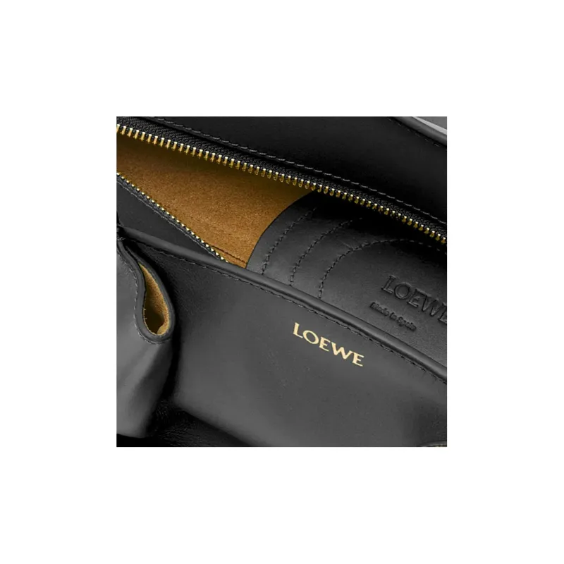 LOEWE Shiny Nappa Cow Leather Dumpling Bag Shoulder Bag Crossbody Bag Handbag Small Size Women's Black-5