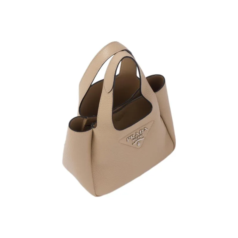 PRADA Leather Basket Bag Tote Bag Shopping Bag Handbag Women's Sand-2