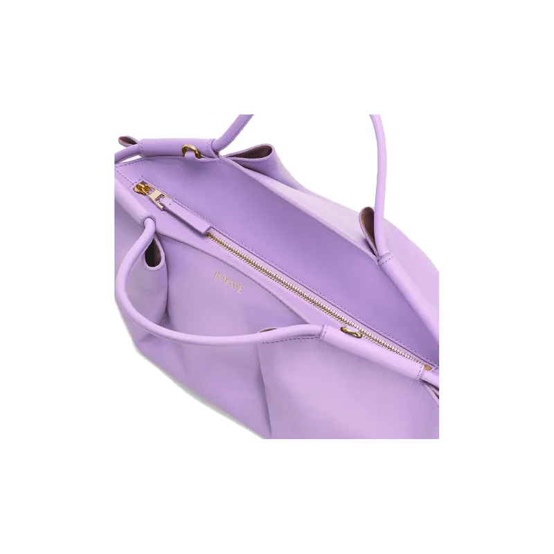 LOEWE Shiny Nappa Cow Leather Dumpling Bag Shoulder Bag Crossbody Bag Handbag Small Size Women's Light Purple-6