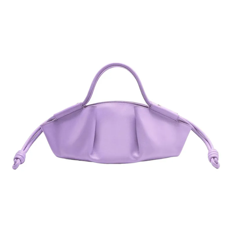 LOEWE Shiny Nappa Cow Leather Dumpling Bag Shoulder Bag Crossbody Bag Handbag Small Size Women's Light Purple-3