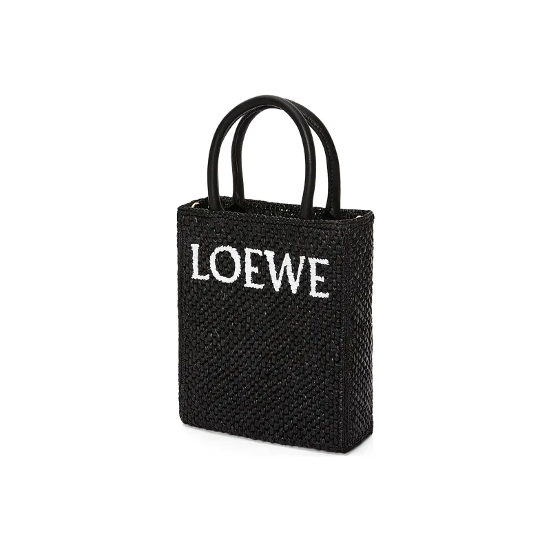 LOEWE Raffia Fiber Handbag Regular Women's Black/White-2