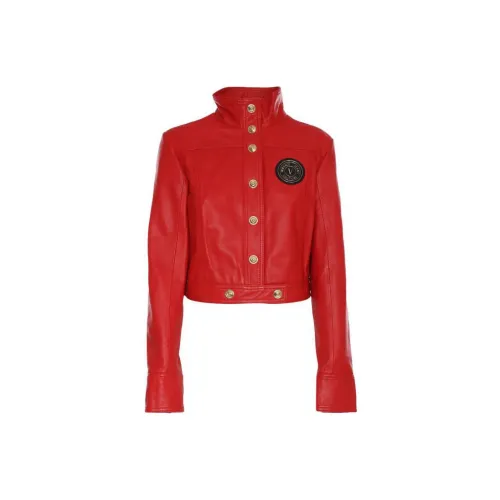 VERSACE JEANS COUTURE Leather Jackets Women's Red