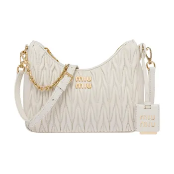 MIU MIU Matelassé Soft Sheep Leather Portable Crossbody Bag, Shoulder Bag Women's White