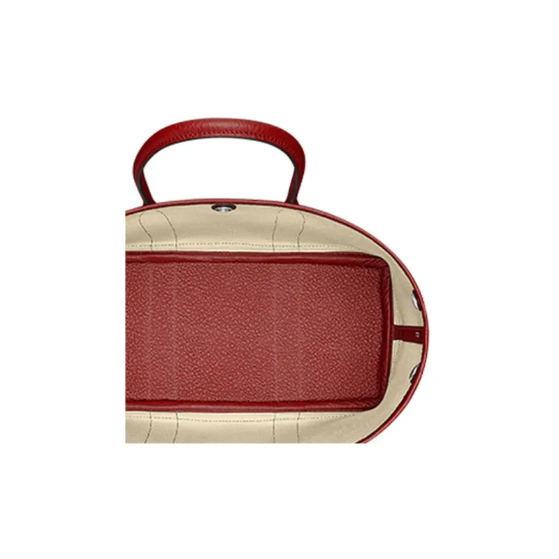HERMES Garden Party Cow Leather Handbag Women's Beige-4