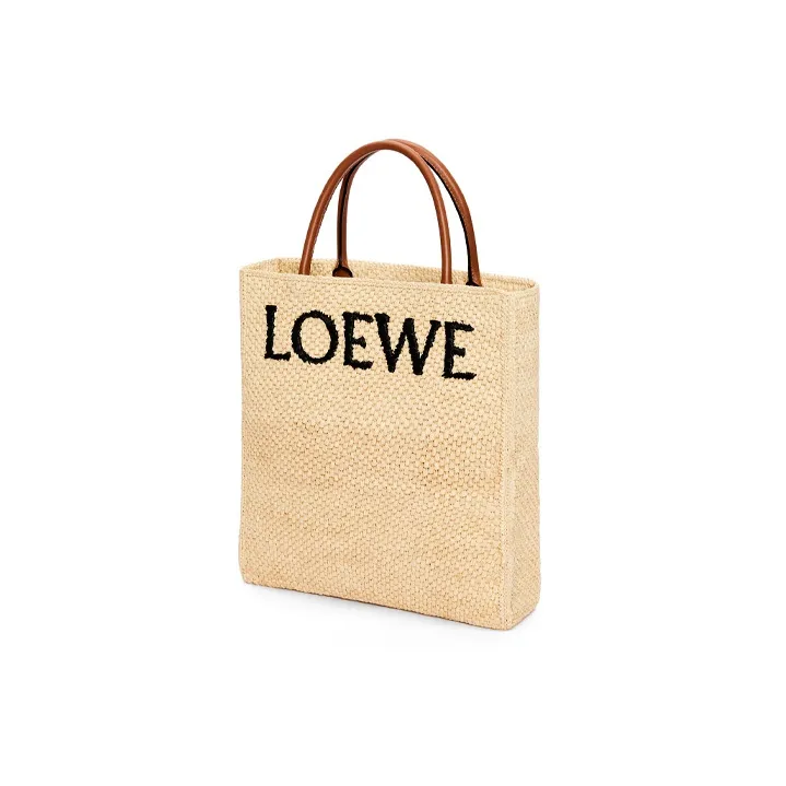 LOEWE Straw Woven Tote Bag, Shopping Bag, Handbag Women's Natural & Black-1