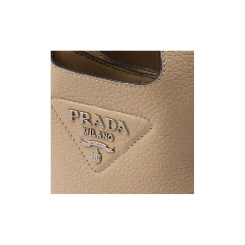 PRADA Leather Basket Bag Tote Bag Shopping Bag Handbag Women's Sand-3