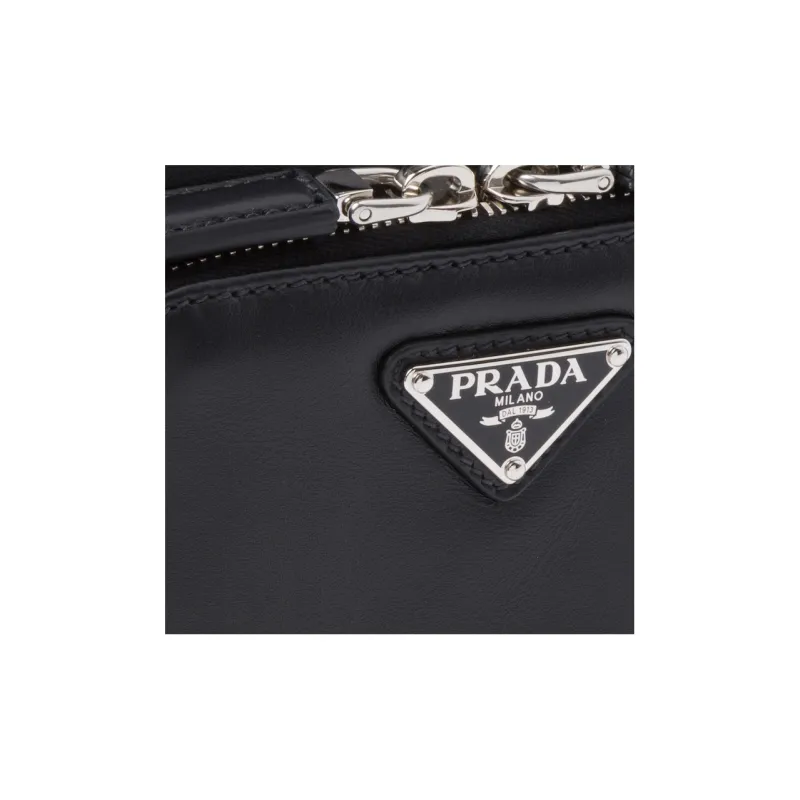 PRADA Leather Crossbody Bag, Shoulder Bag Men's Black-4