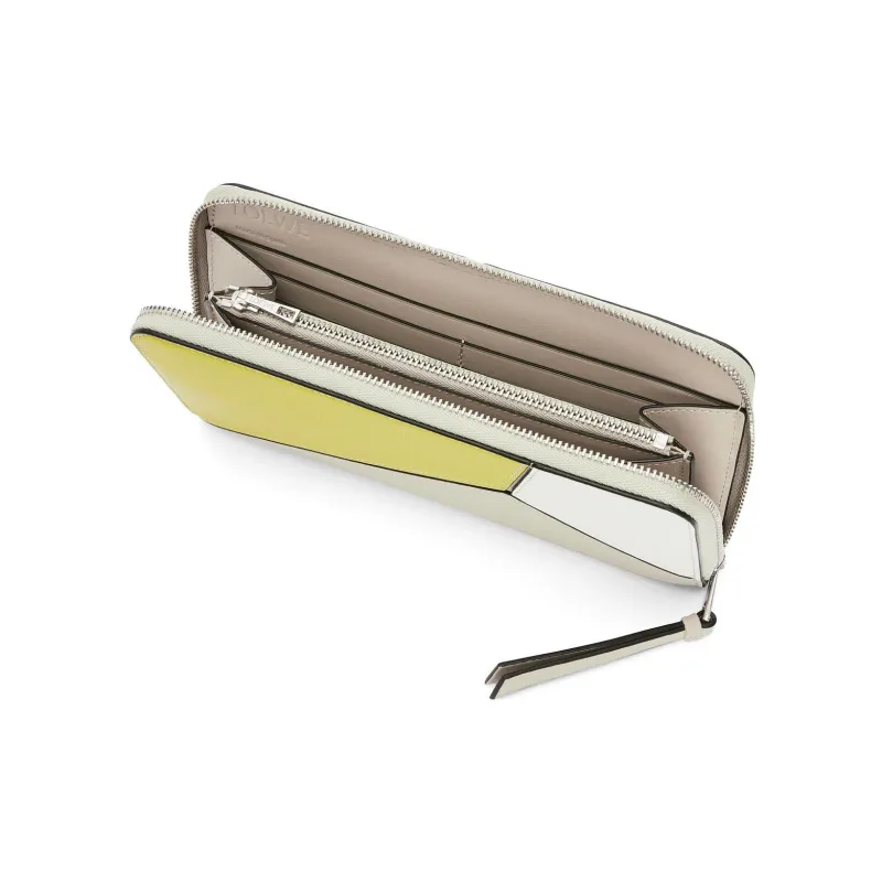 LOEWE Puzzle Classic Calfskin Wallet Women's Lemon/Light Oat-3