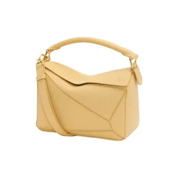 LOEWE Puzzle Soft Grain Calfskin Leather Shoulder Bag, Crossbody Bag, Handbag Small Size Women's Butter