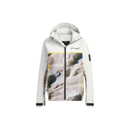 National Geographic X Adidas National Geographic Co-branded Section Windbreaker Jackets Women's Jade White