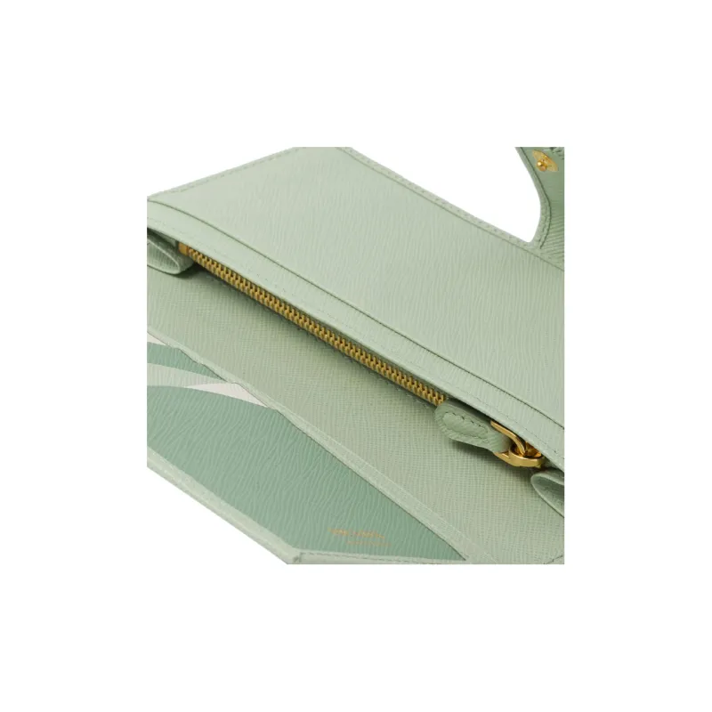 PRADA Saffiano Leather Wallet Large Size Women's Aqua Green-5