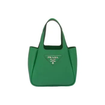 PRADA Leather Basket Bag Tote Bag Shopping Bag Handbag Women's Green
