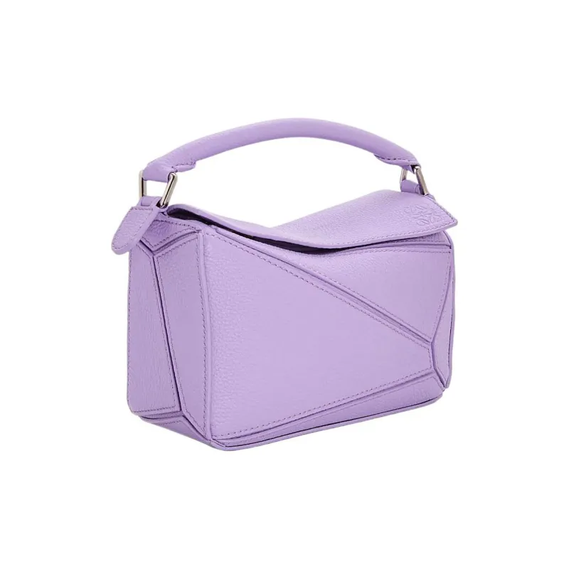 LOEWE Puzzle Soft Grain Cow Leather Shoulder Bag Crossbody Bag Handbag Mini Women's Light Purple-1