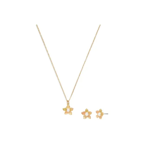COACH Brass Necklace+Hoop Earrings Women's