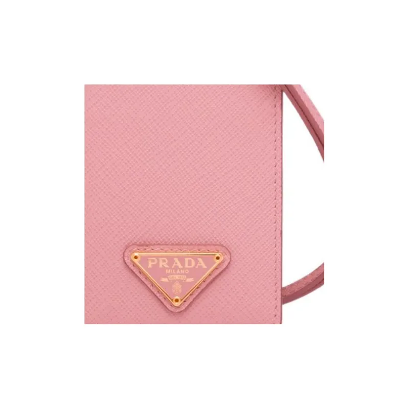 PRADA Saffiano Leather Card Holder Women's Pink-2