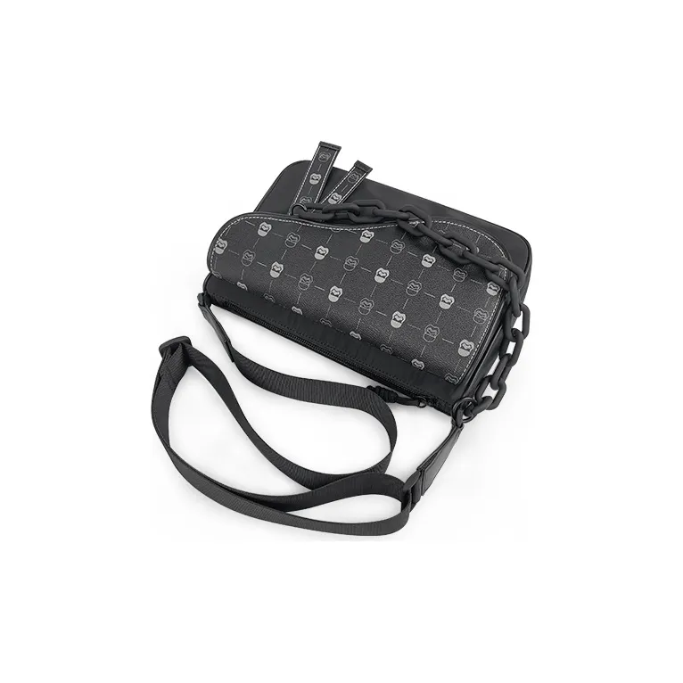 GUDI PVC Saddle Bag Crossbody Bag Regular Unisex Black-3