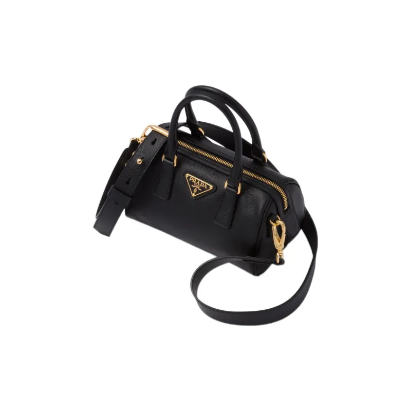 PRADA Saffiano Leather Top Handle Bag Black-1
