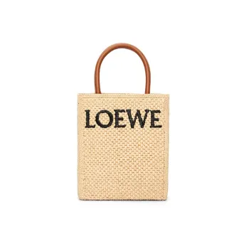 LOEWE Raffia Sheet Music Bag Tote Bag Shopping Bag Handbag Small Size Women's Natural/Black