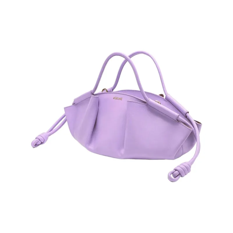 LOEWE Shiny Nappa Cow Leather Dumpling Bag Shoulder Bag Crossbody Bag Handbag Small Size Women's Light Purple-1