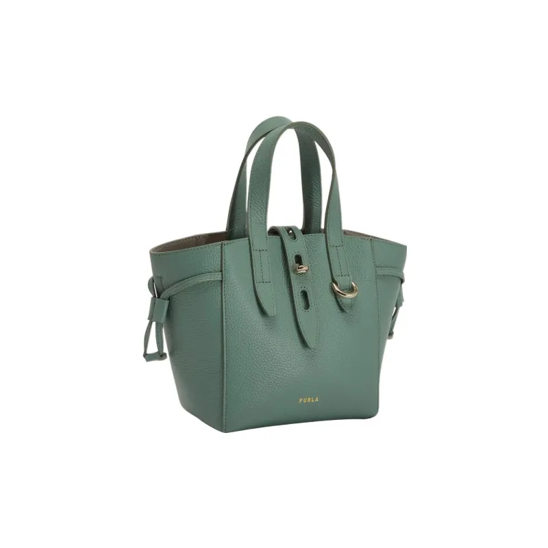 Furla Net Collection Cow Leather Basket Bag Shoulder Bag Crossbody Bag Handbag Mini Women's Green-1