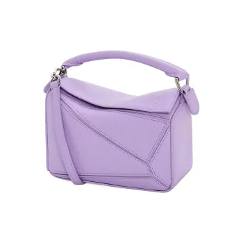 LOEWE Puzzle Soft Grain Cow Leather Shoulder Bag Crossbody Bag Handbag Mini Women's Light Purple