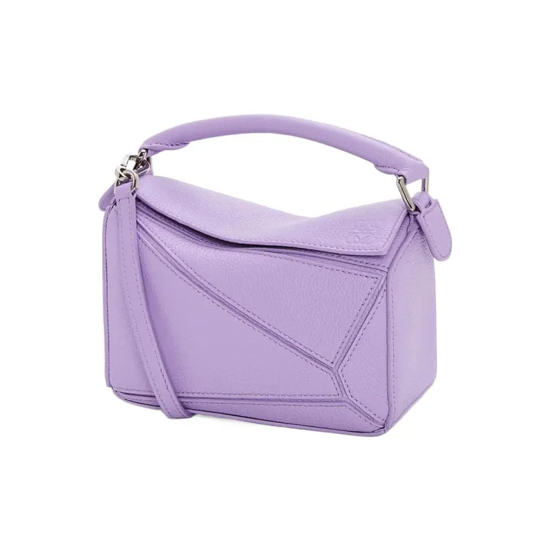 LOEWE Puzzle Soft Grain Cow Leather Shoulder Bag Crossbody Bag Handbag Mini Women's Light Purple-0