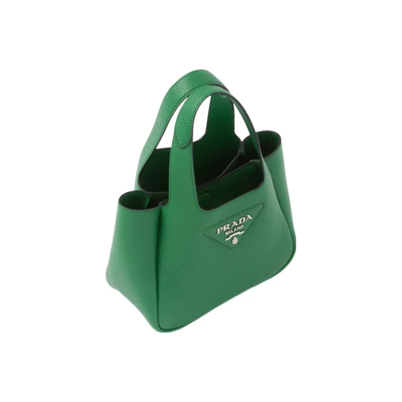 PRADA Leather Basket Bag Tote Bag Shopping Bag Handbag Women's Green-1