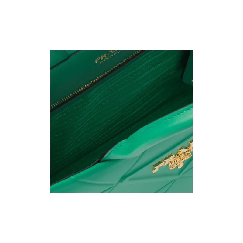 PRADA Leather Tote Bag Shopping Bag Shoulder Bag Crossbody Bag Handbag Small Size Women's Green-4