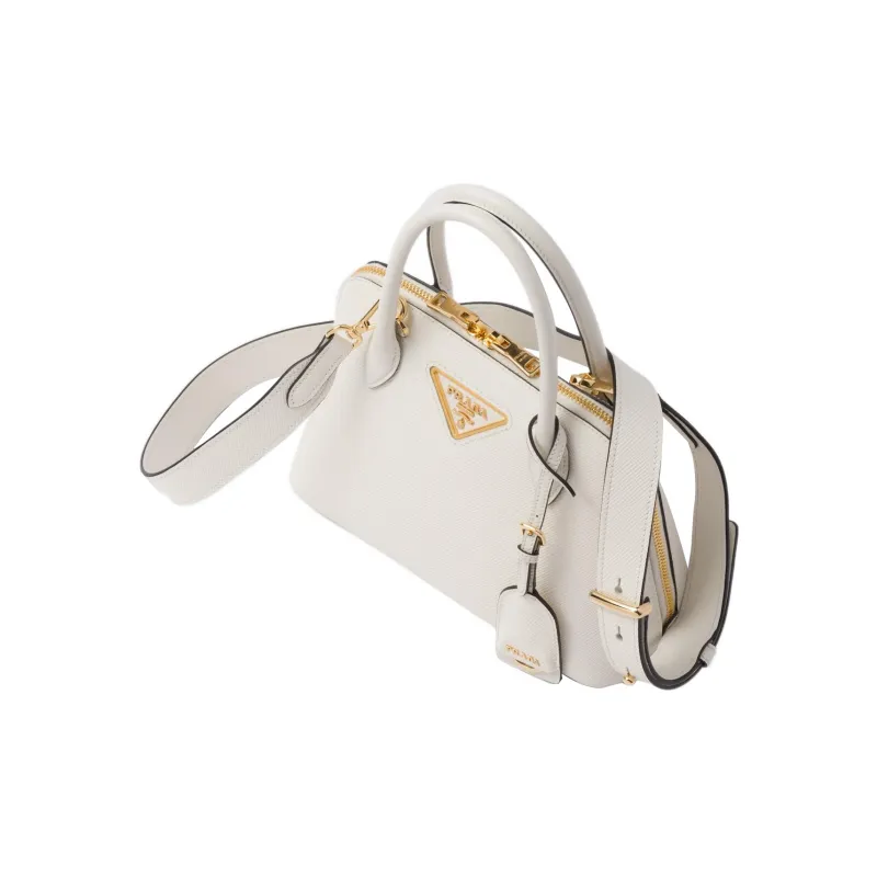 PRADA Leather Shoulder Bag Crossbody Bag Handbag Women's White-2