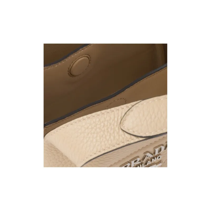 PRADA Leather Basket Bag Tote Bag Shopping Bag Handbag Women's Sand-4
