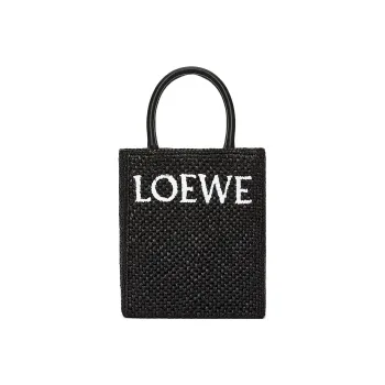 LOEWE Raffia Fiber Handbag Regular Women's Black/White