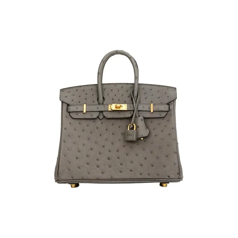 HERMES Birkin Ostrich Leather Birkin Bag Handbags Regular Women's 0L Grismeyer Cumulonimbus Gray-0