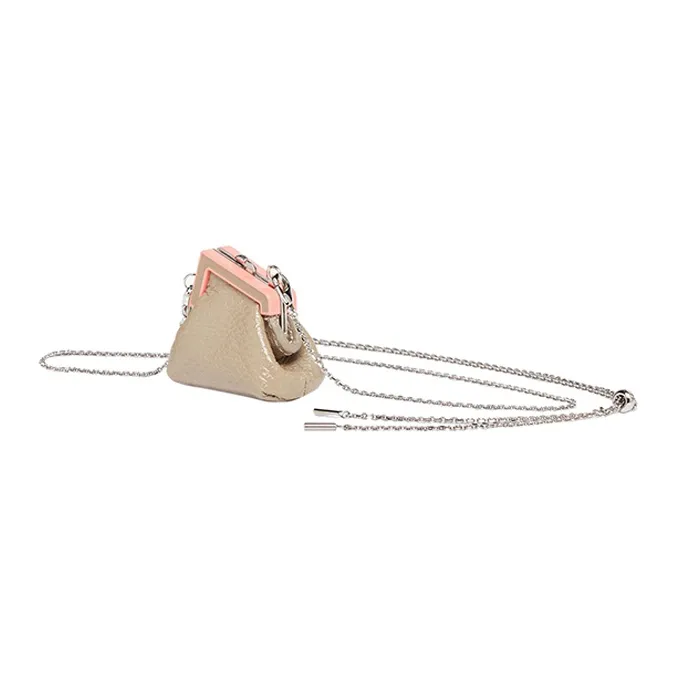 FENDI Sheepskin Coin Purse Necklace Pouch Regular Women's Beige-1
