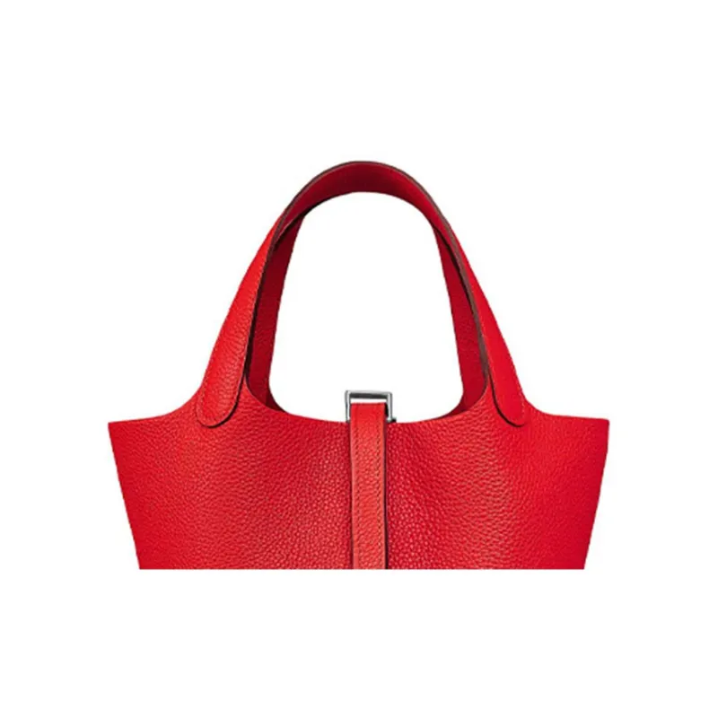 HERMES Picotin Lock Maurice Bullock Leather Bucket Bag Handbag Women's Heart Red-3